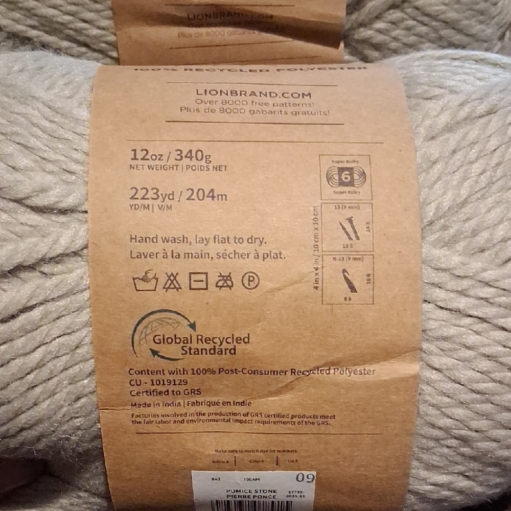 Lion Brand Yarn In Cream